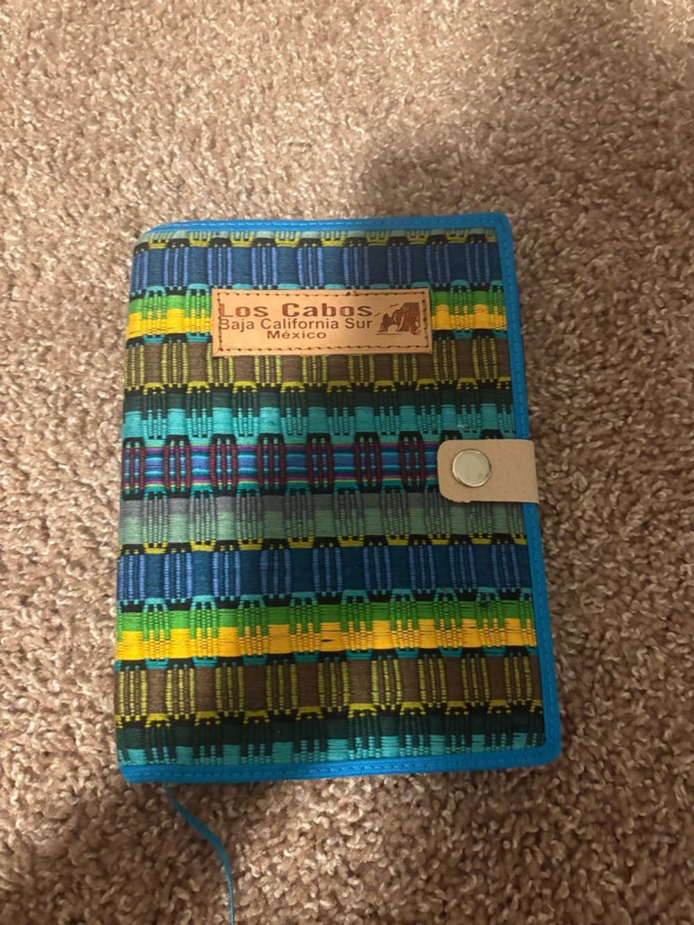 Los Cabos Baja California Sur Woven Passport Wallet - Blue/Green/Yellow